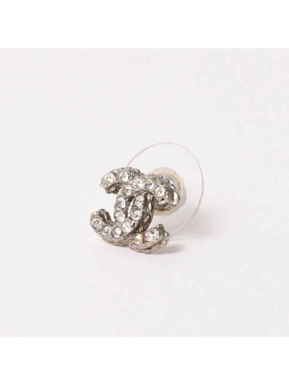 Chanel Earrings CC Logo Rhinestone Metal